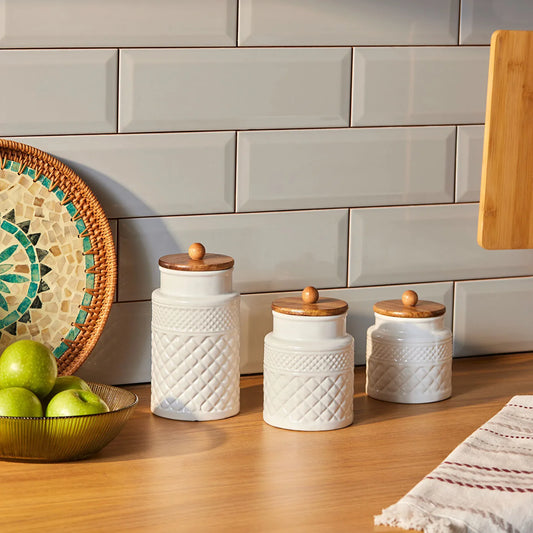 Lattice 3 Piece Ceramic Spice Set