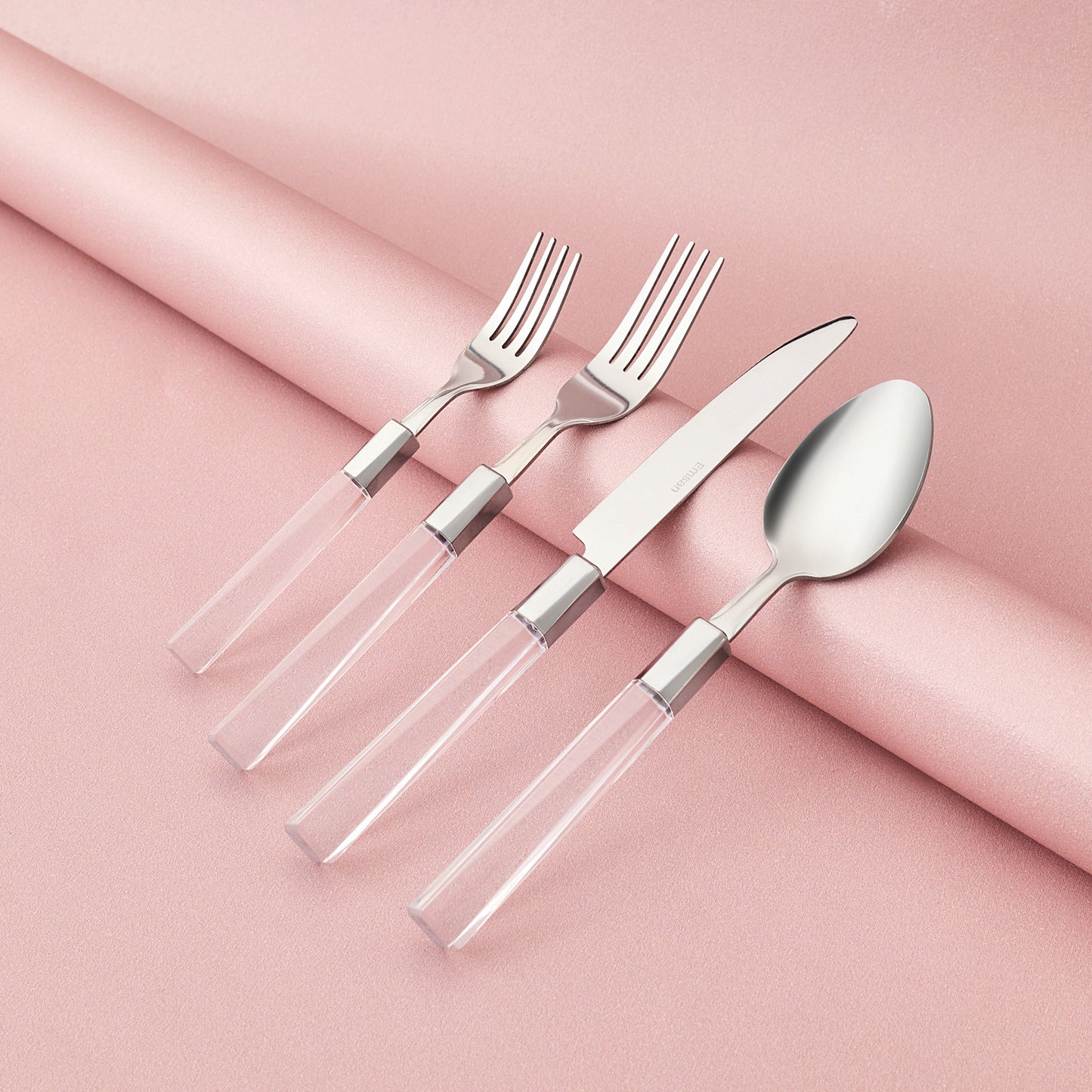 Emsan Mirella 24-Piece 6-Person Cutlery Set, Transparent