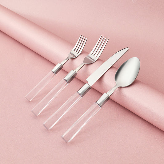 Emsan Mirella 24-Piece 6-Person Cutlery Set, Transparent