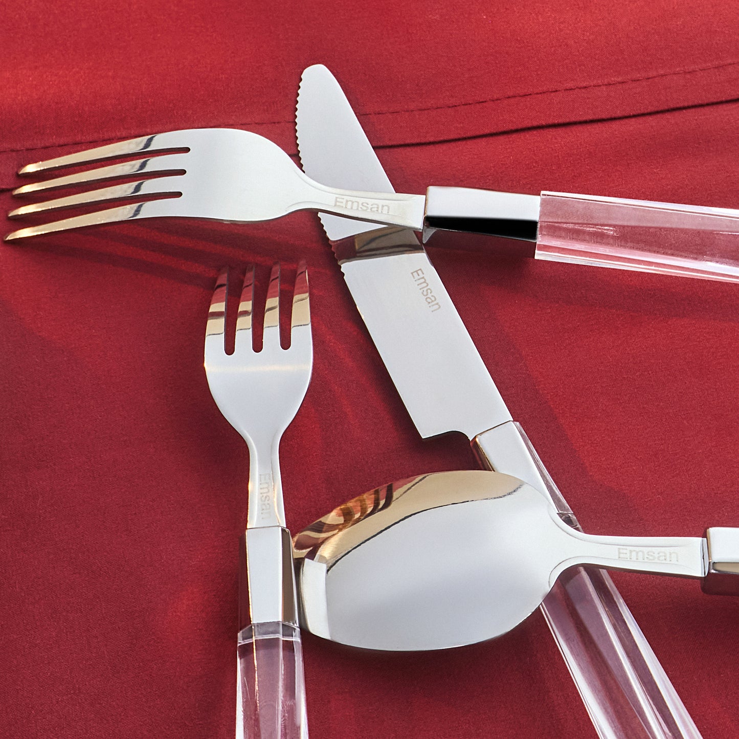Emsan Mirella 24-Piece 6-Person Cutlery Set, Transparent