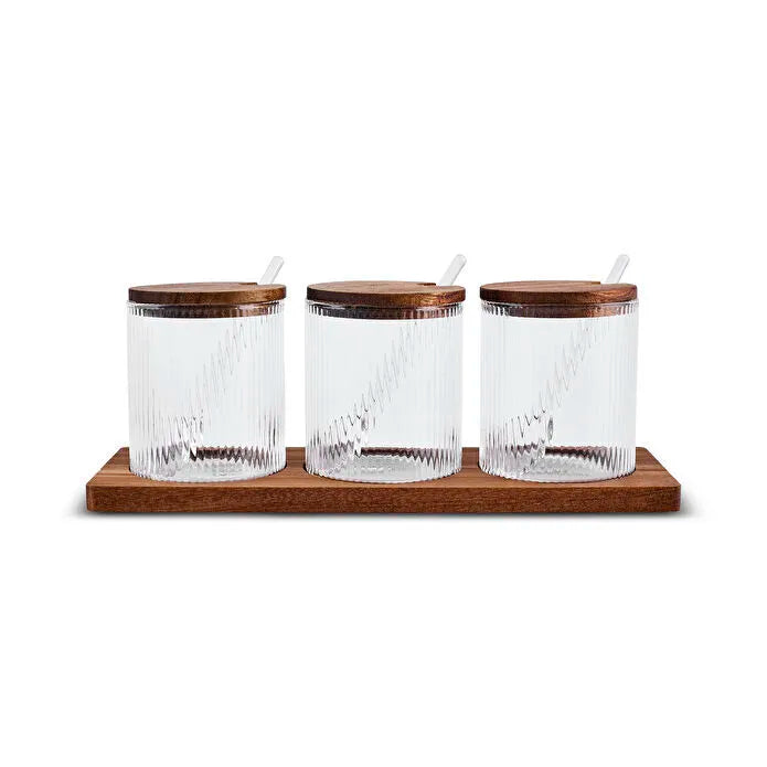 Mova Accacia 3 Piece Spice Set with Glass Spoons