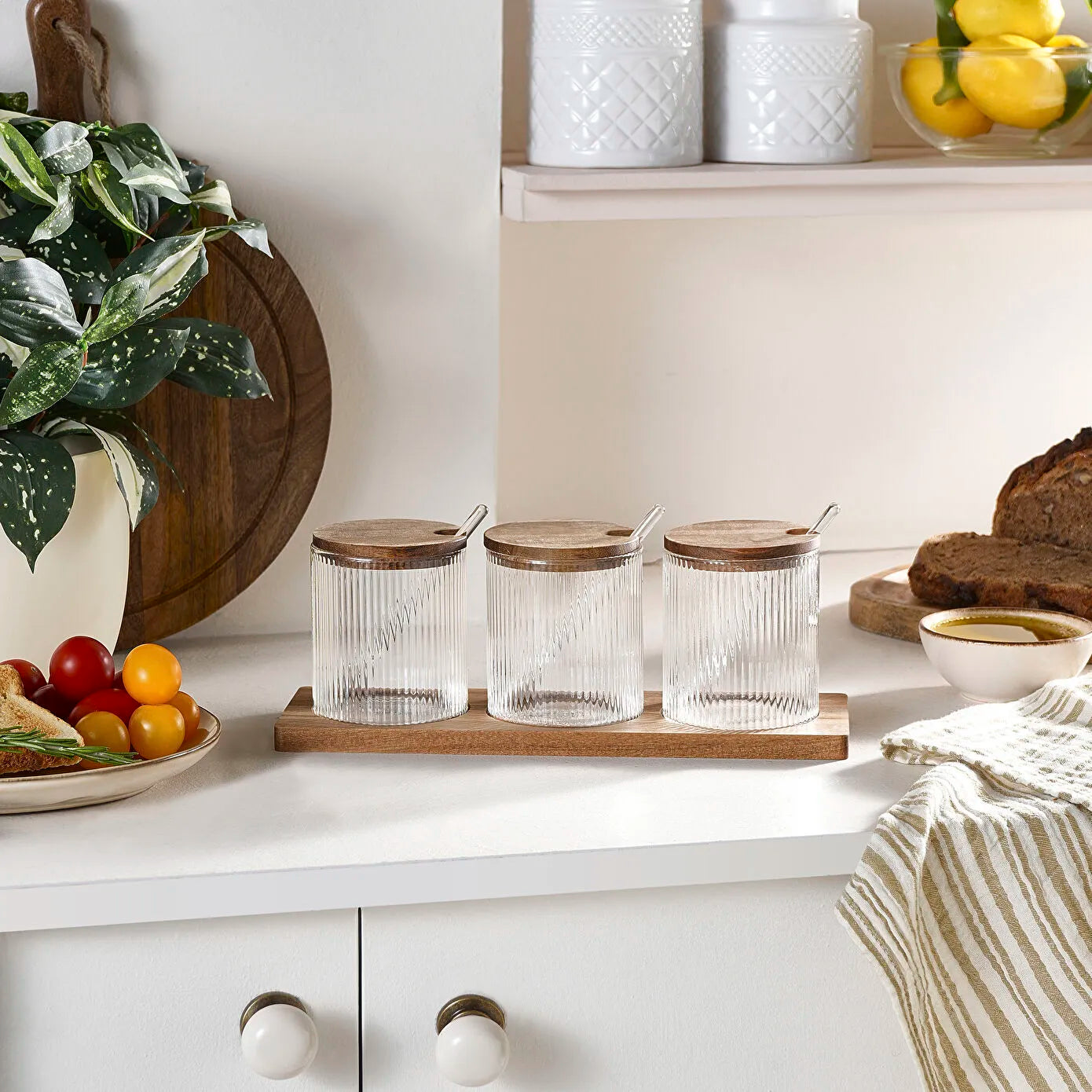 Mova Accacia 3 Piece Spice Set with Glass Spoons