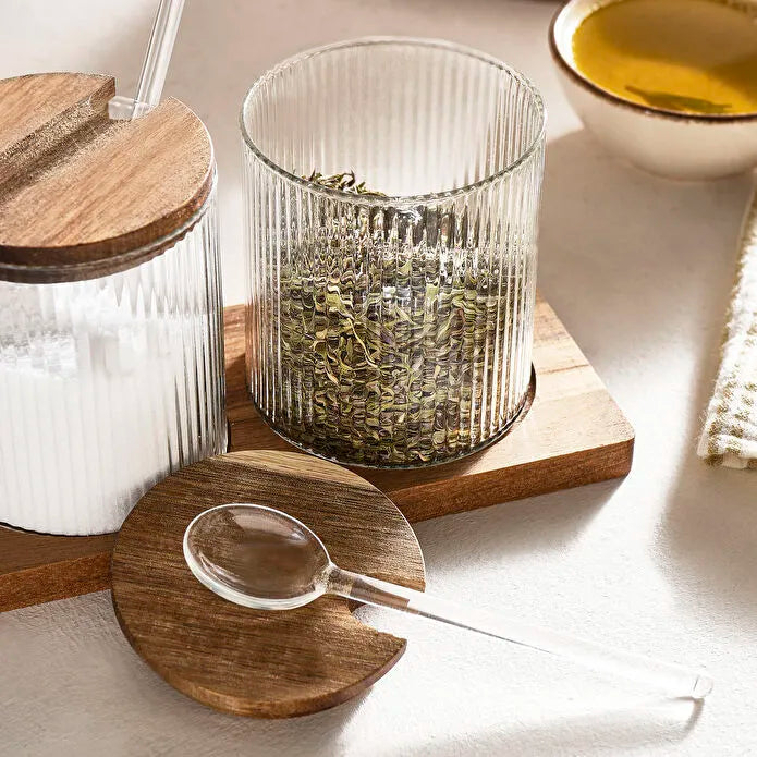 Mova Accacia 3 Piece Spice Set with Glass Spoons