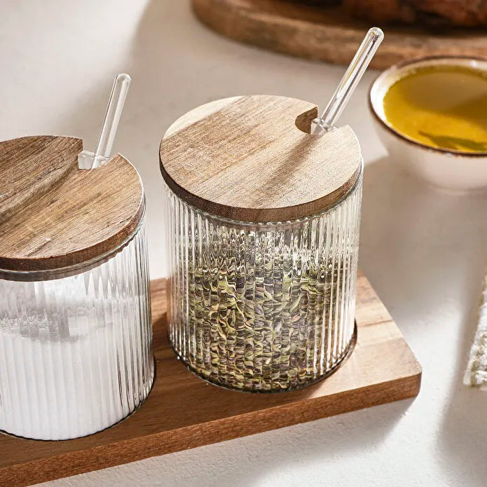 Mova Accacia 3 Piece Spice Set with Glass Spoons