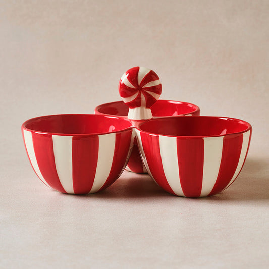 New Year Candy Twist Compartment Snack Bowl 21.5 cm
