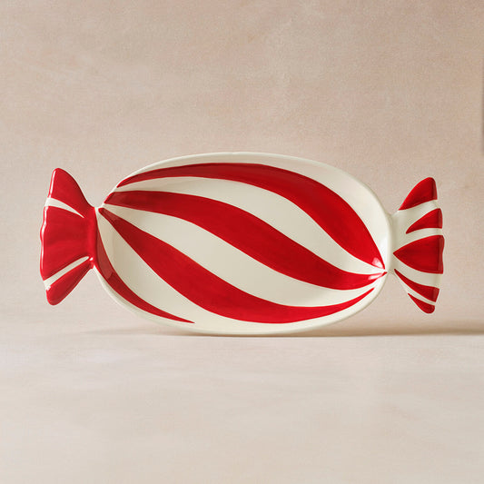 New Year Candy Twist Boat Plate 41 cm