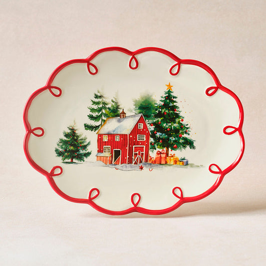 Karaca New Year's Eve Cottage Boat Plate 25.5 cm