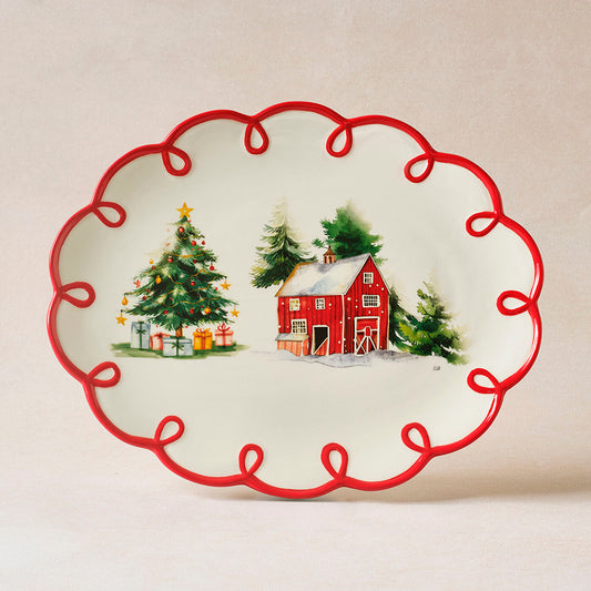 Karaca New Year's Eve Cottage Boat Plate 30.5 cm