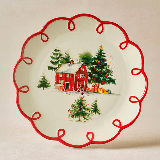 Karaca New Year's Eve Cottage Serving Plate 25 cm