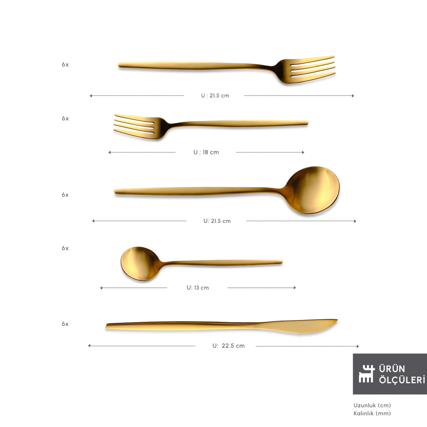 Karaca Orion Gold 30-Piece Cutlery Set for 6 People