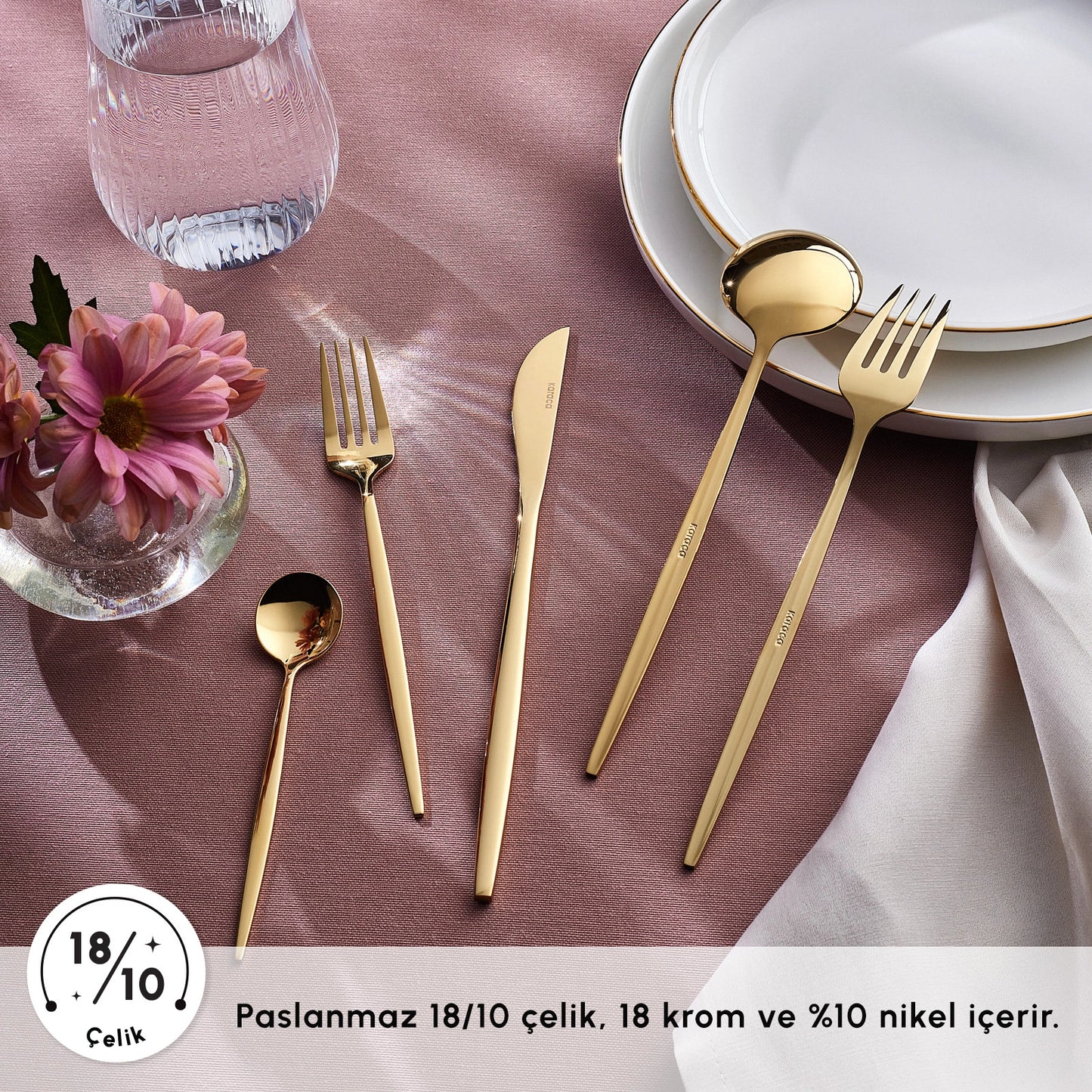 Karaca Orion Gold 30-Piece Cutlery Set for 6 People
