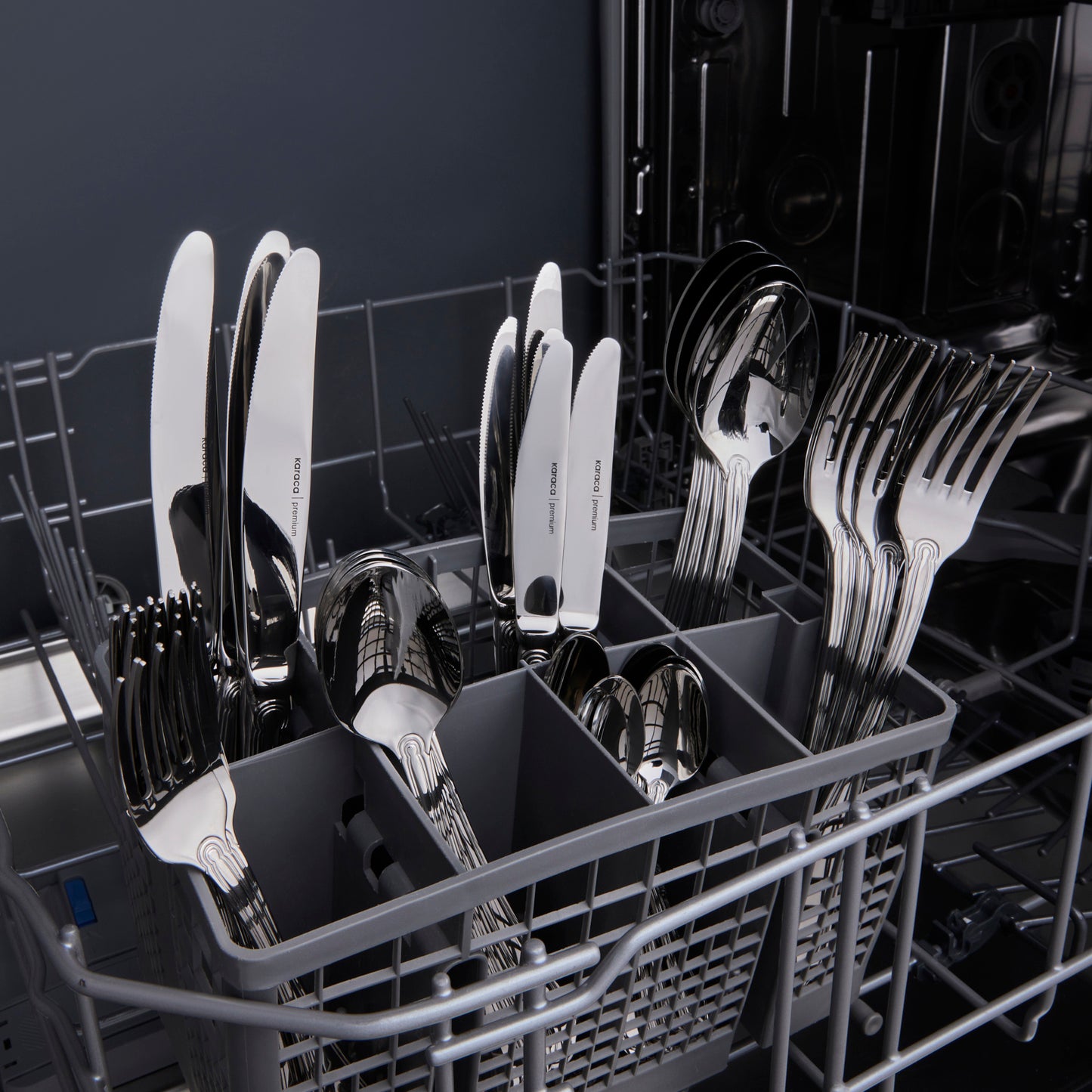 Karaca Premium Florida Platinum 12-Person 84-Piece Cutlery Set