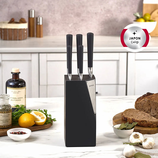 Karaca Samurai Thor New Japanese Steel 6 Piece Knife Set Black
