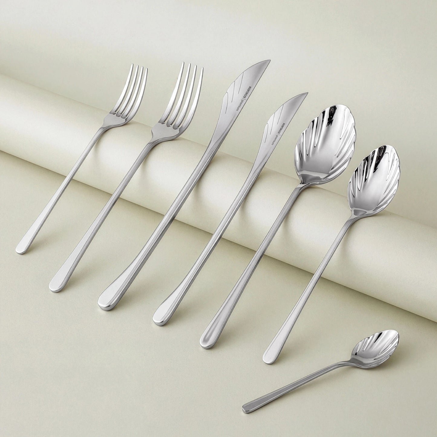 Karaca Seashell 316+ 12 Person 84-Piece Cutlery Set Platinum