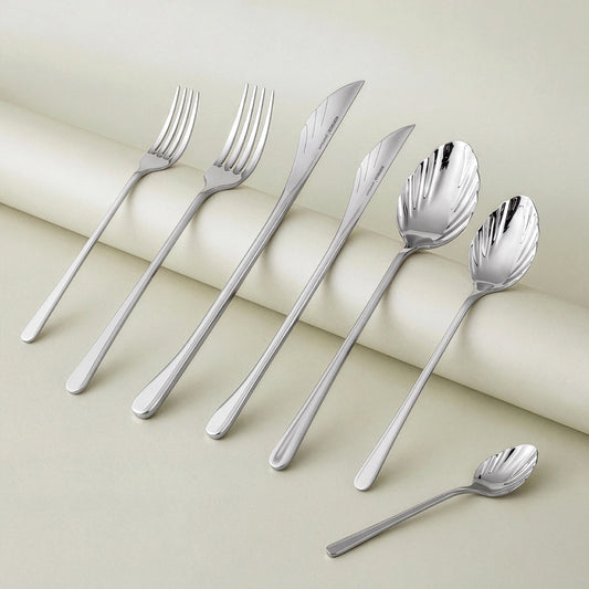 Karaca Seashell 316+ 12 Person 84-Piece Cutlery Set Platinum