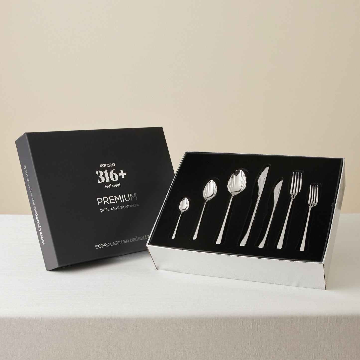 Karaca Seashell 316+ 12 Person 84-Piece Cutlery Set Platinum