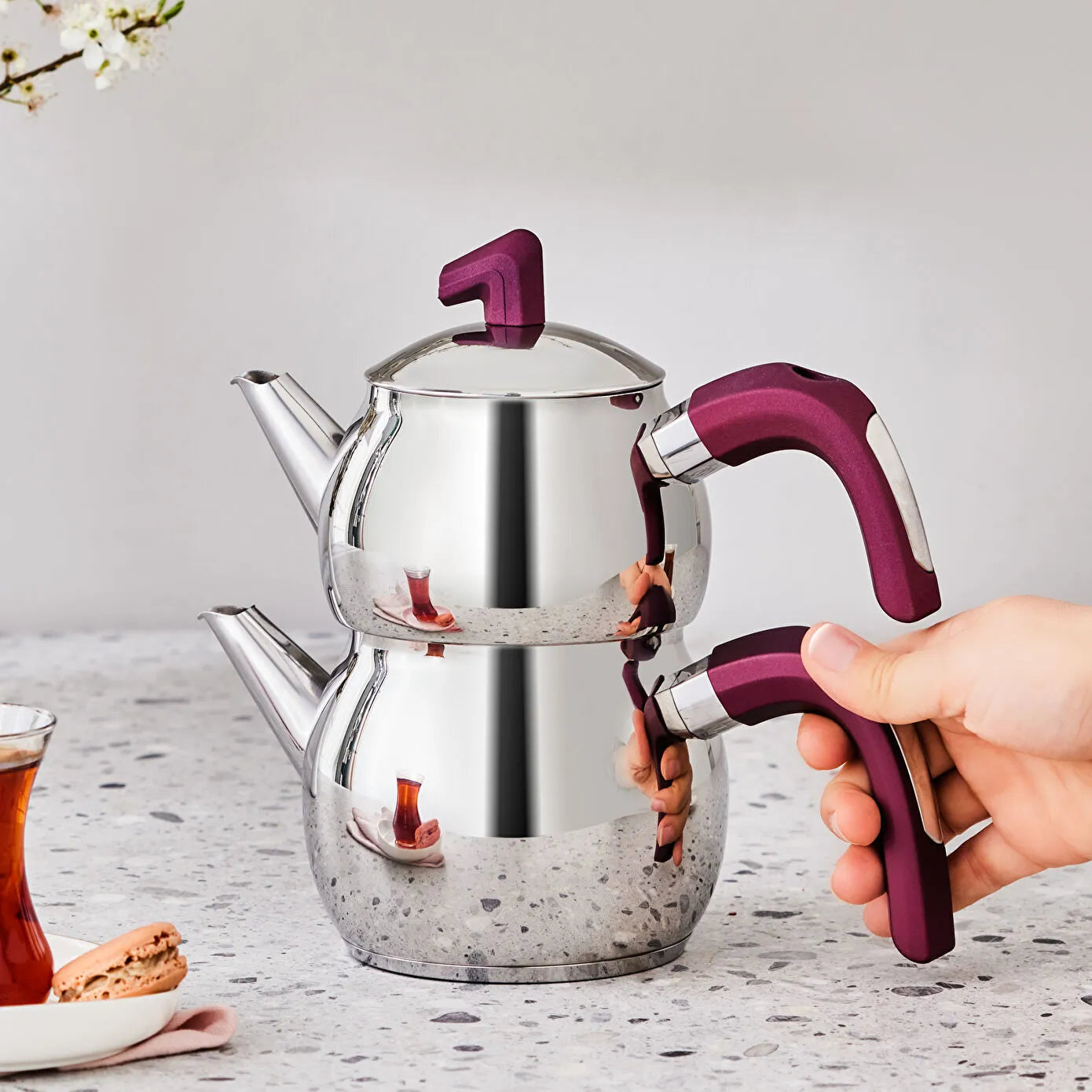 Viola Induction Base Midi Teapot Set, Plum