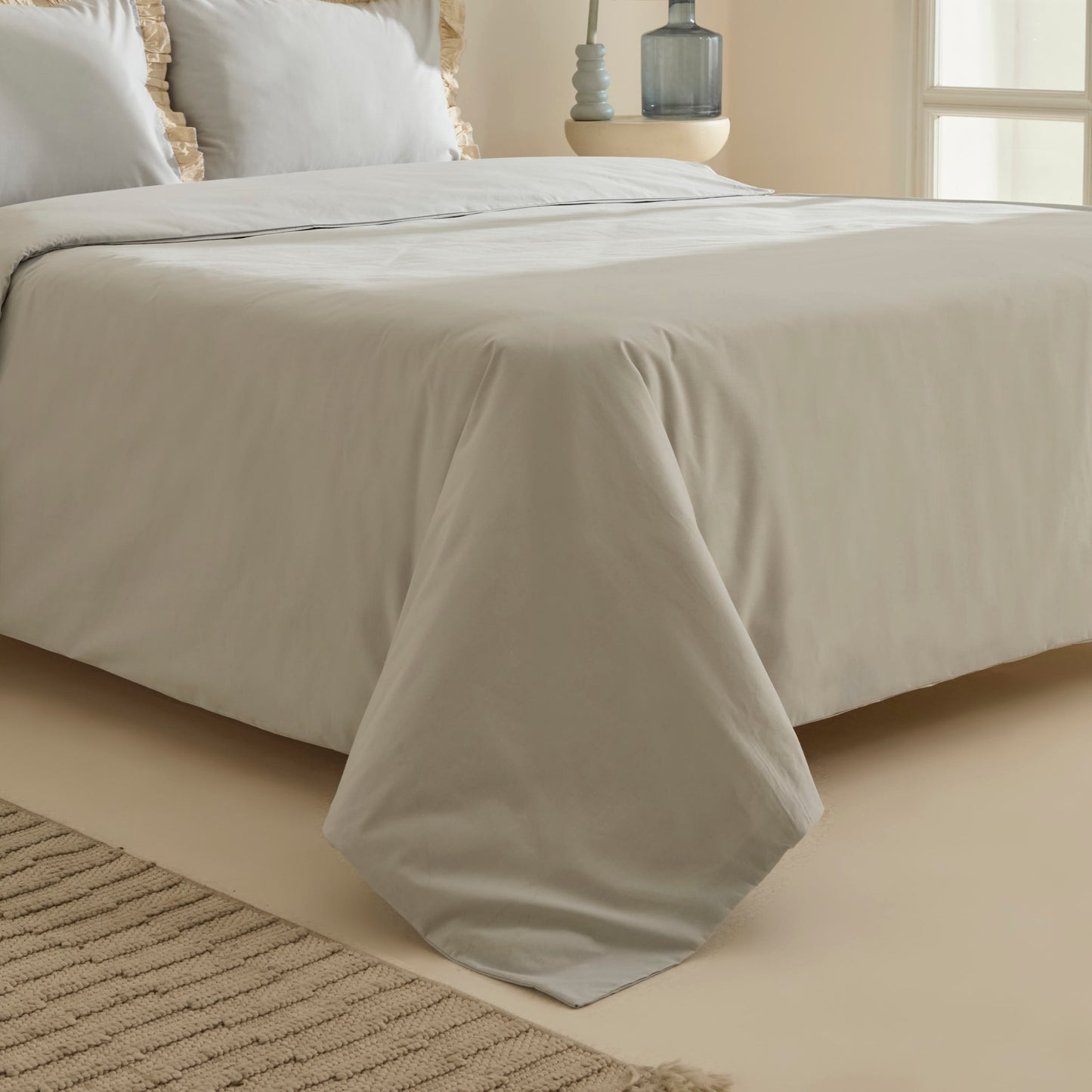Lisa 100% Cotton Double Duvet Cover Set - Gray