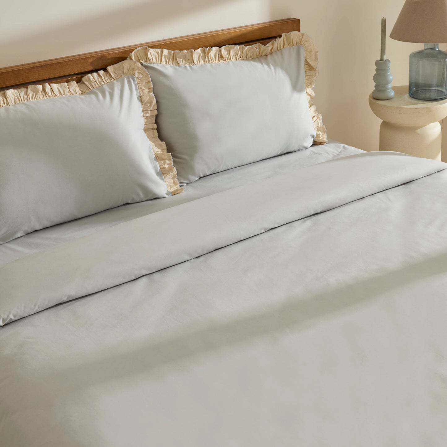 Lisa 100% Cotton Double Duvet Cover Set - Gray