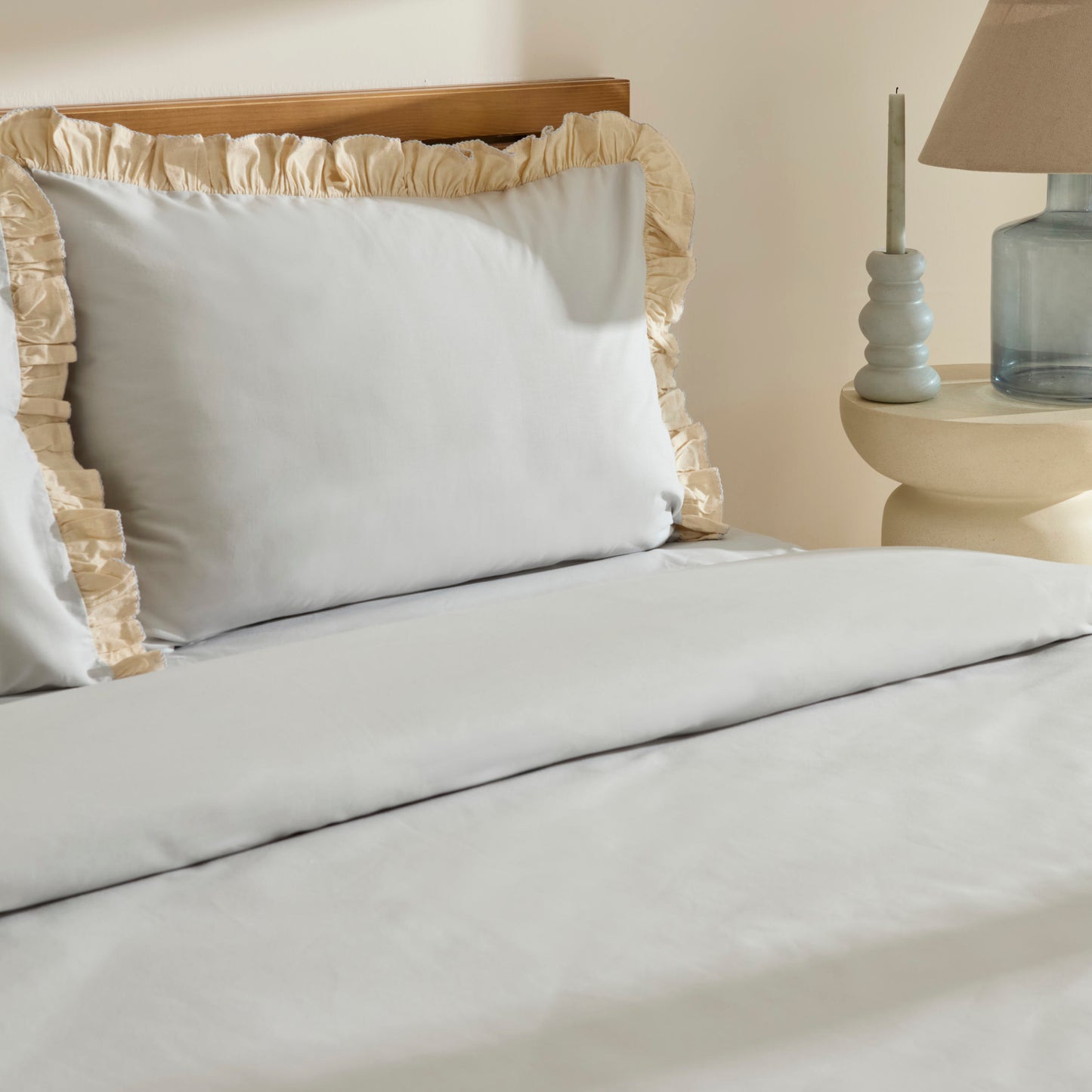 Lisa 100% Cotton Double Duvet Cover Set - Gray