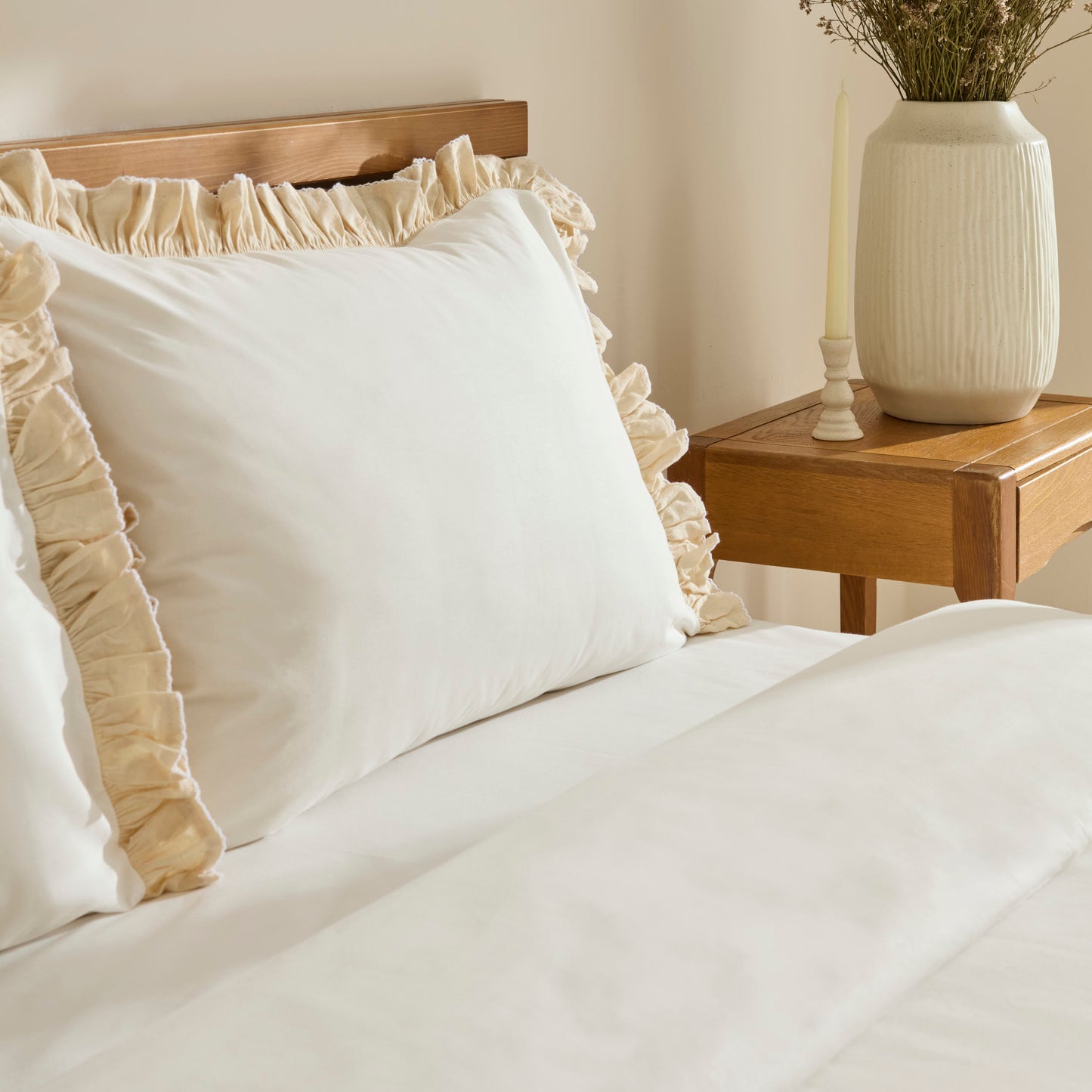 Lisa 100% Cotton Double Duvet Cover Set - Offwhite