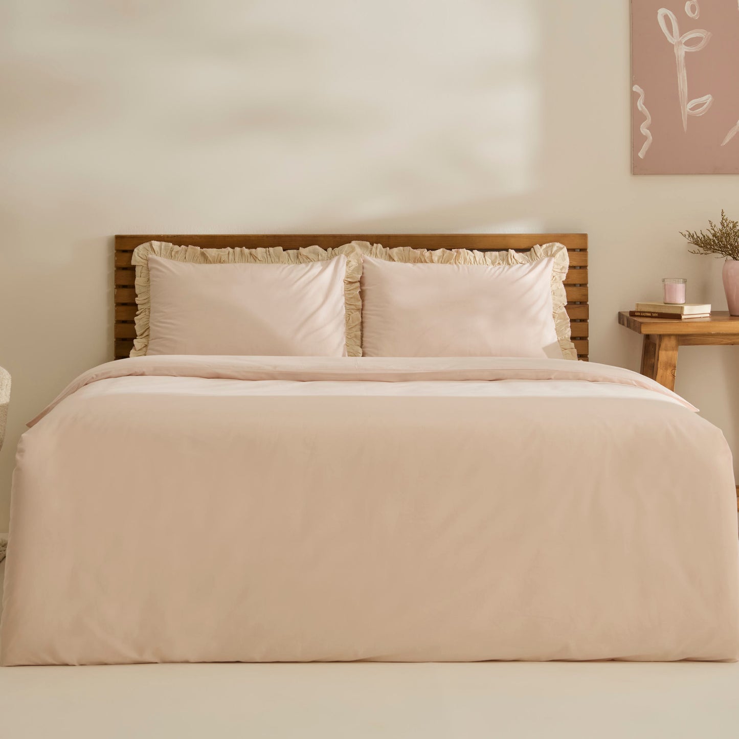 Lisa 100% Cotton Double Duvet Cover Set - Rose