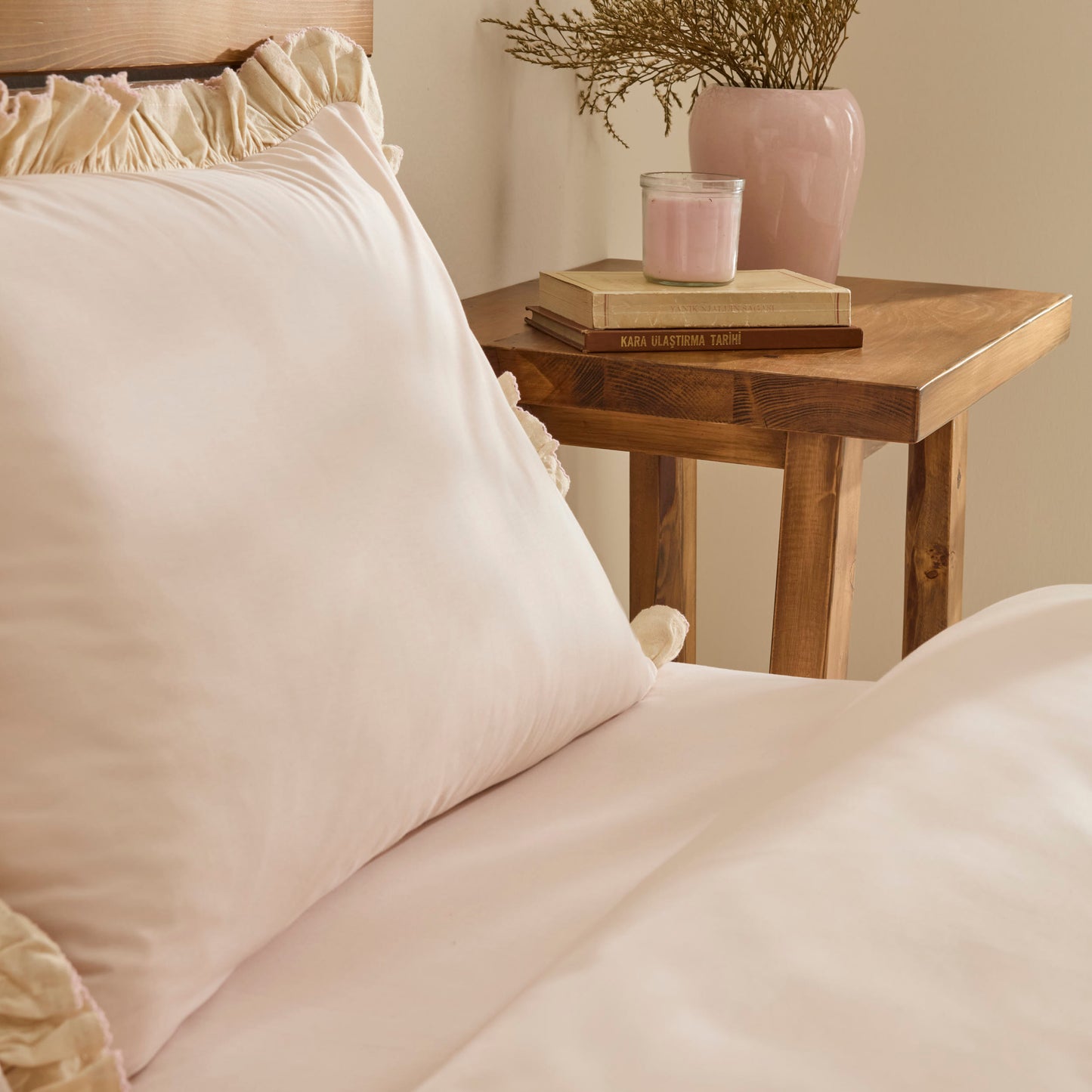 Lisa 100% Cotton Double Duvet Cover Set - Rose
