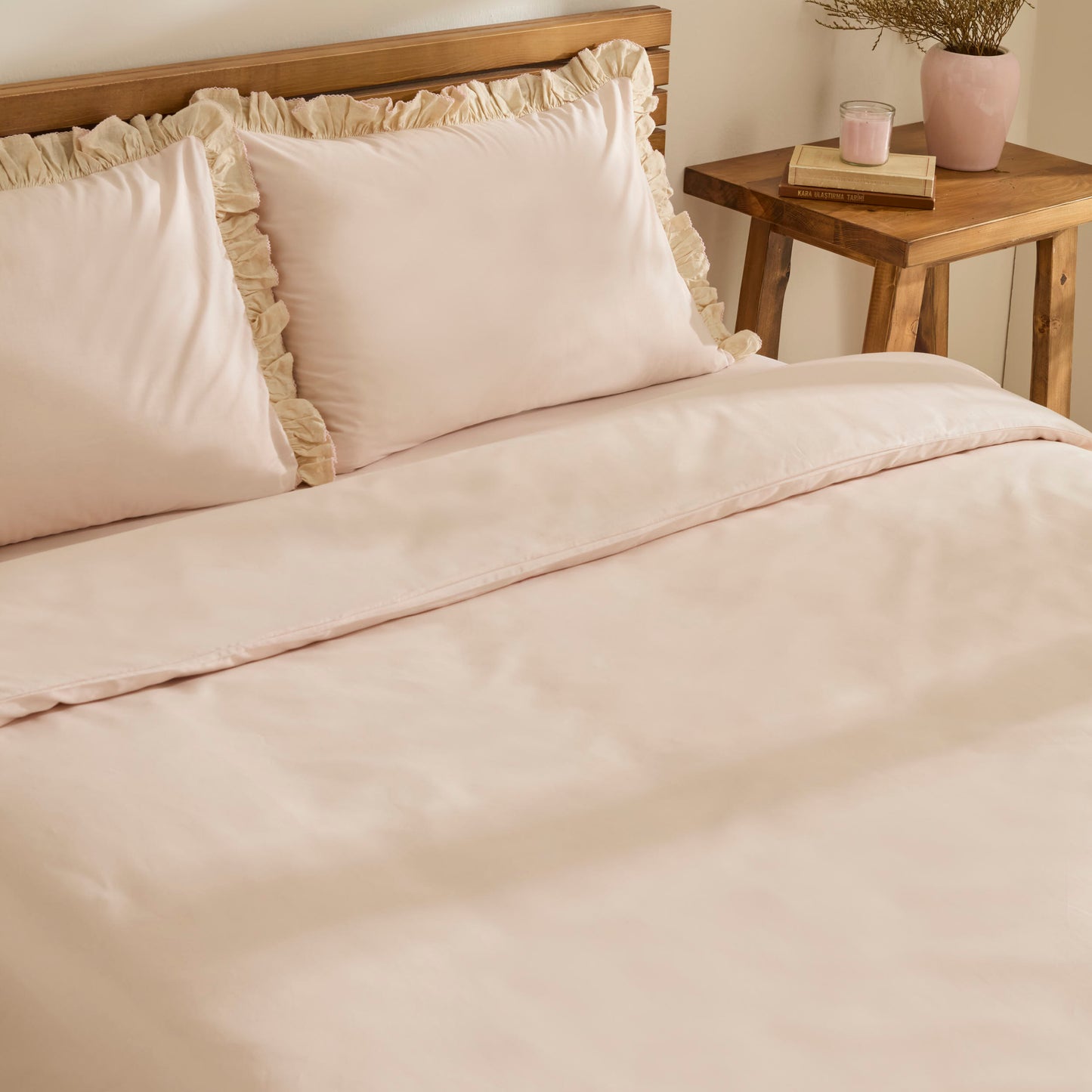 Lisa 100% Cotton Double Duvet Cover Set - Rose