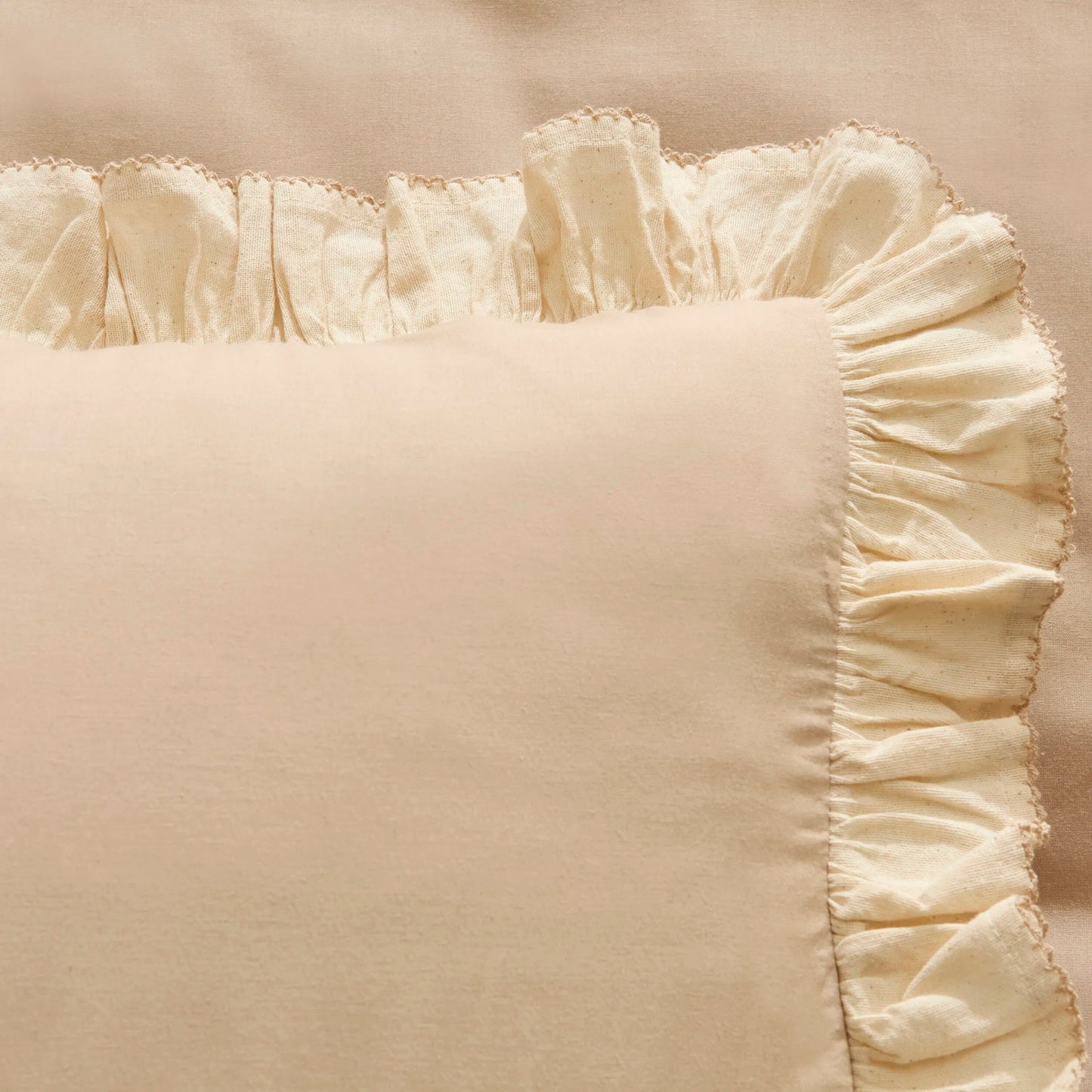 Lisa 100% Cotton Double Duvet Cover Set - Beige