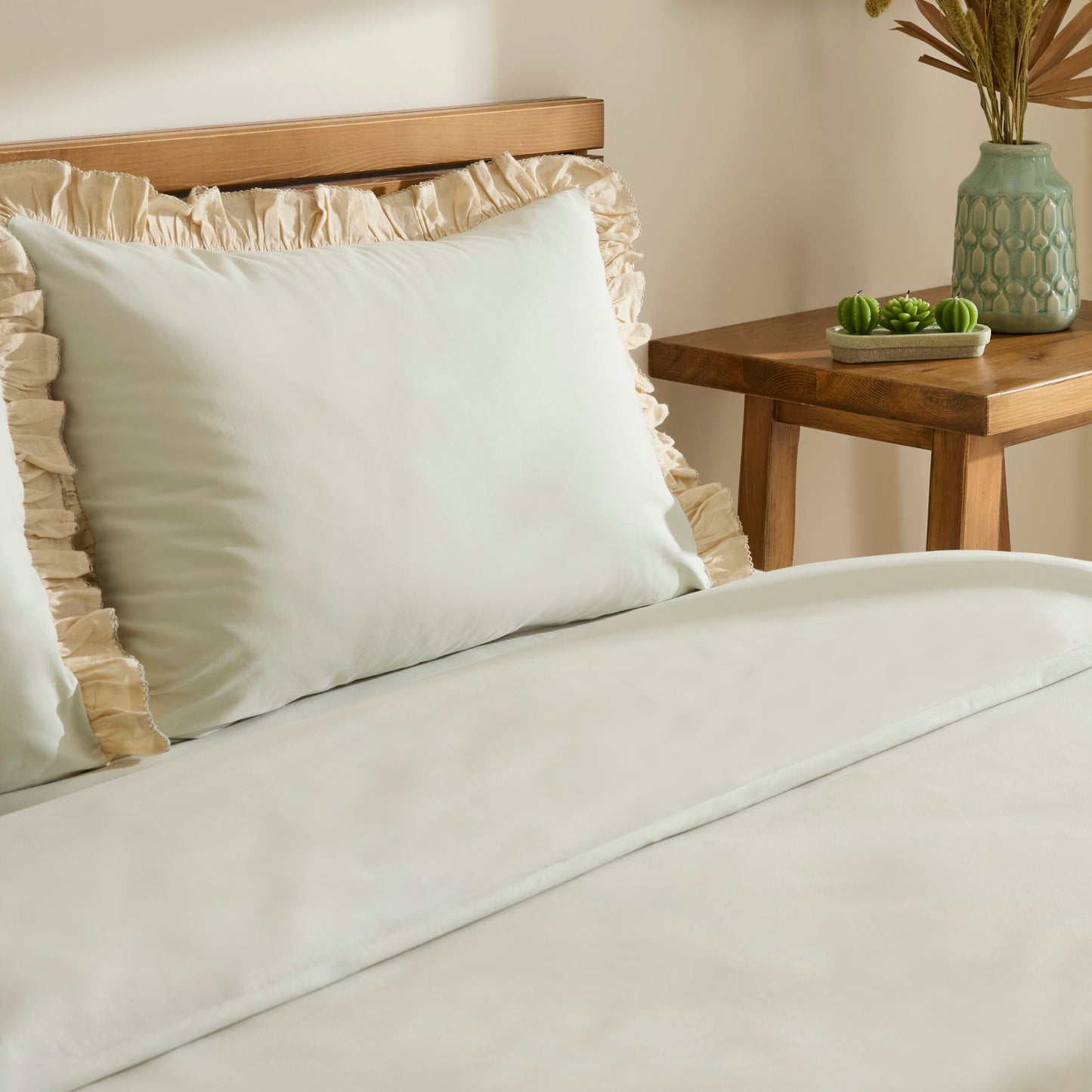 Lisa 100% Cotton Double Duvet Cover Set - Sage