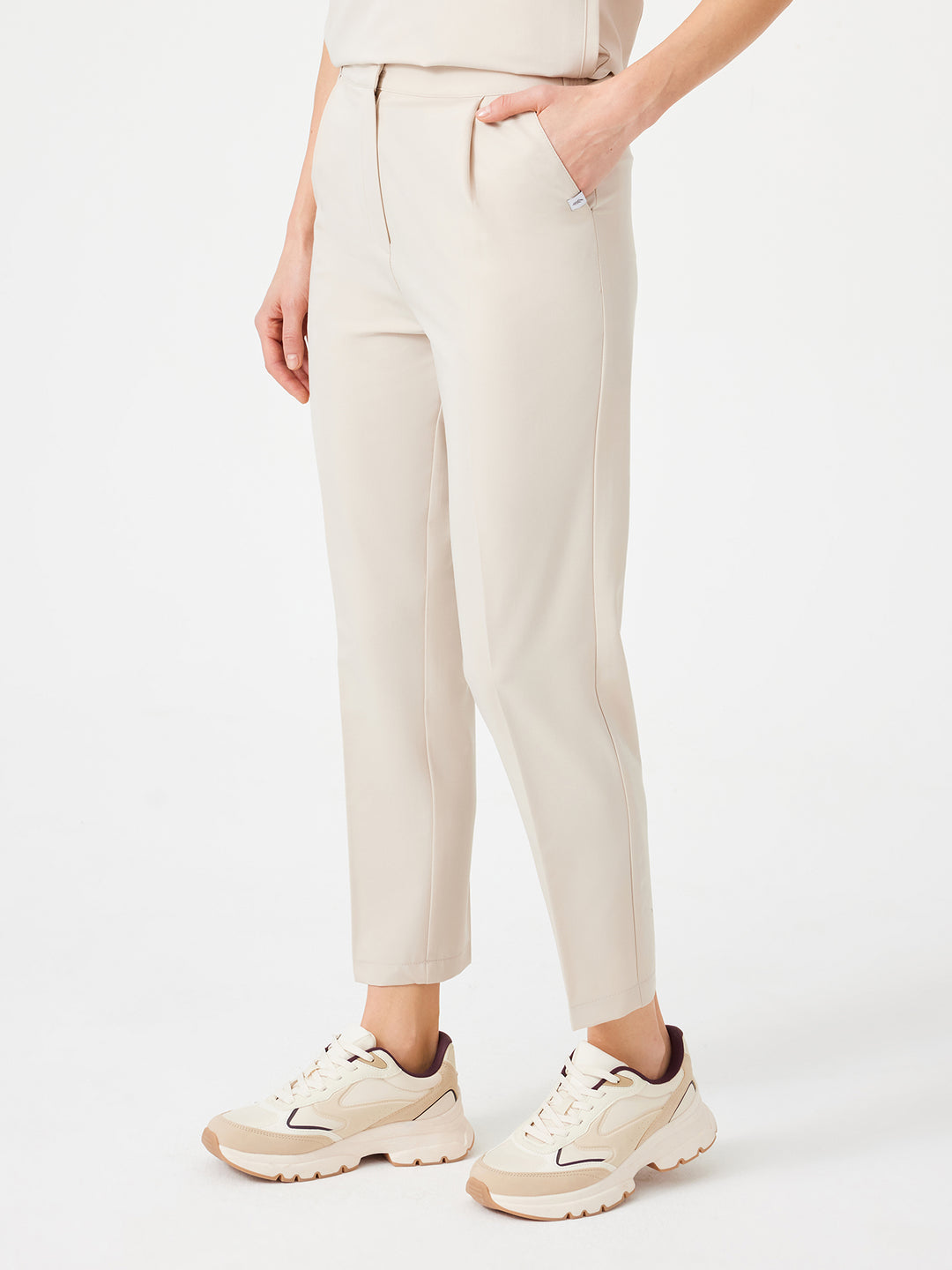 Cosa Citius Women's Pleated Trousers - Light Beige