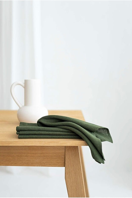 Premium 6 Piece Linen Napkins Set 40x40 cm - Khaki