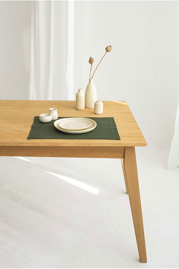 Premium 6 Piece Linen Placemat Set 35 x 45cm - Khaki