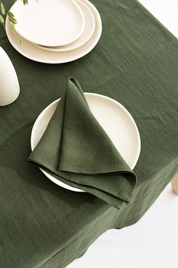 Premium 6 Piece Linen Napkins Set 40x40 cm - Khaki