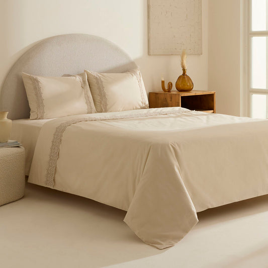 Nuvia Guipure Double Duvet Cover Set Beige