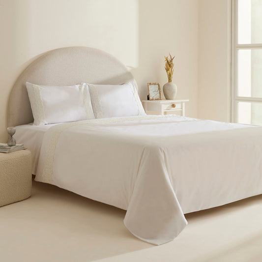 Nuvia Guipure Double Duvet Cover Set White