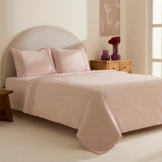 Nuvia Guipure Double Duvet Cover Set Powder