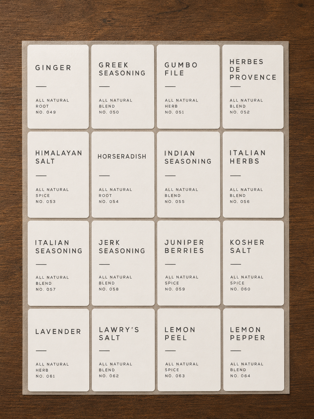 English Spice Labels 160 pcs