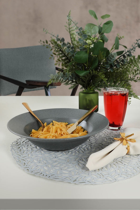 Stone Matte Gray Delta Pasta Plate 26 Cm