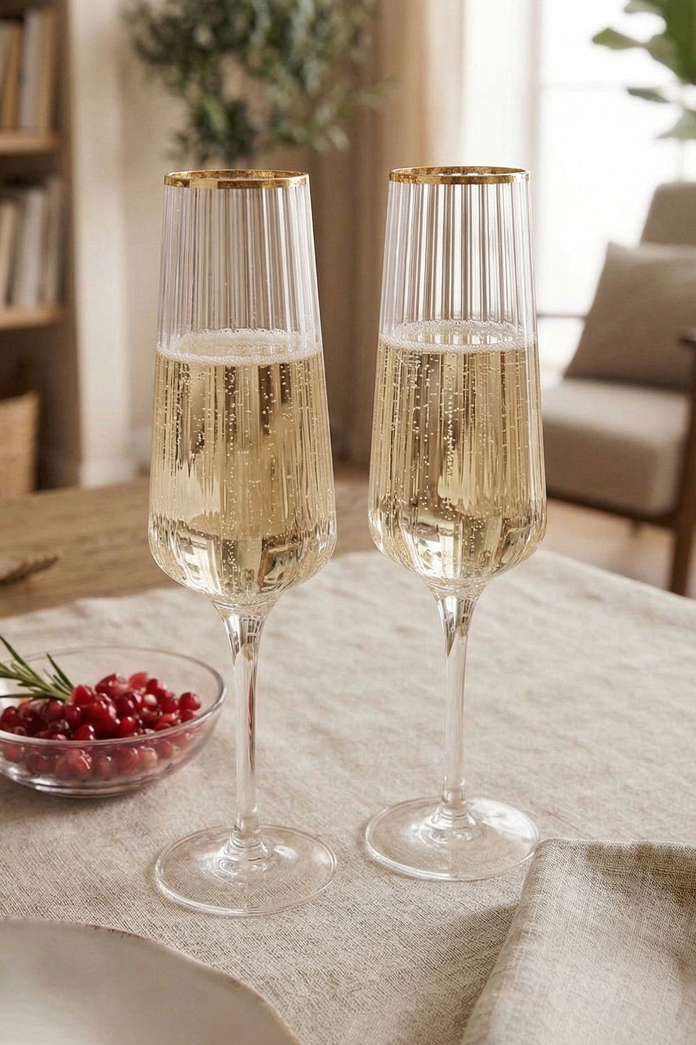 Premium Gold 4-Piece Champagne Glass Set, 220 cc
