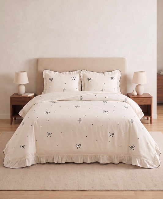 Fiora Ruffled 100% Cotton Duvet Cover Set – Double