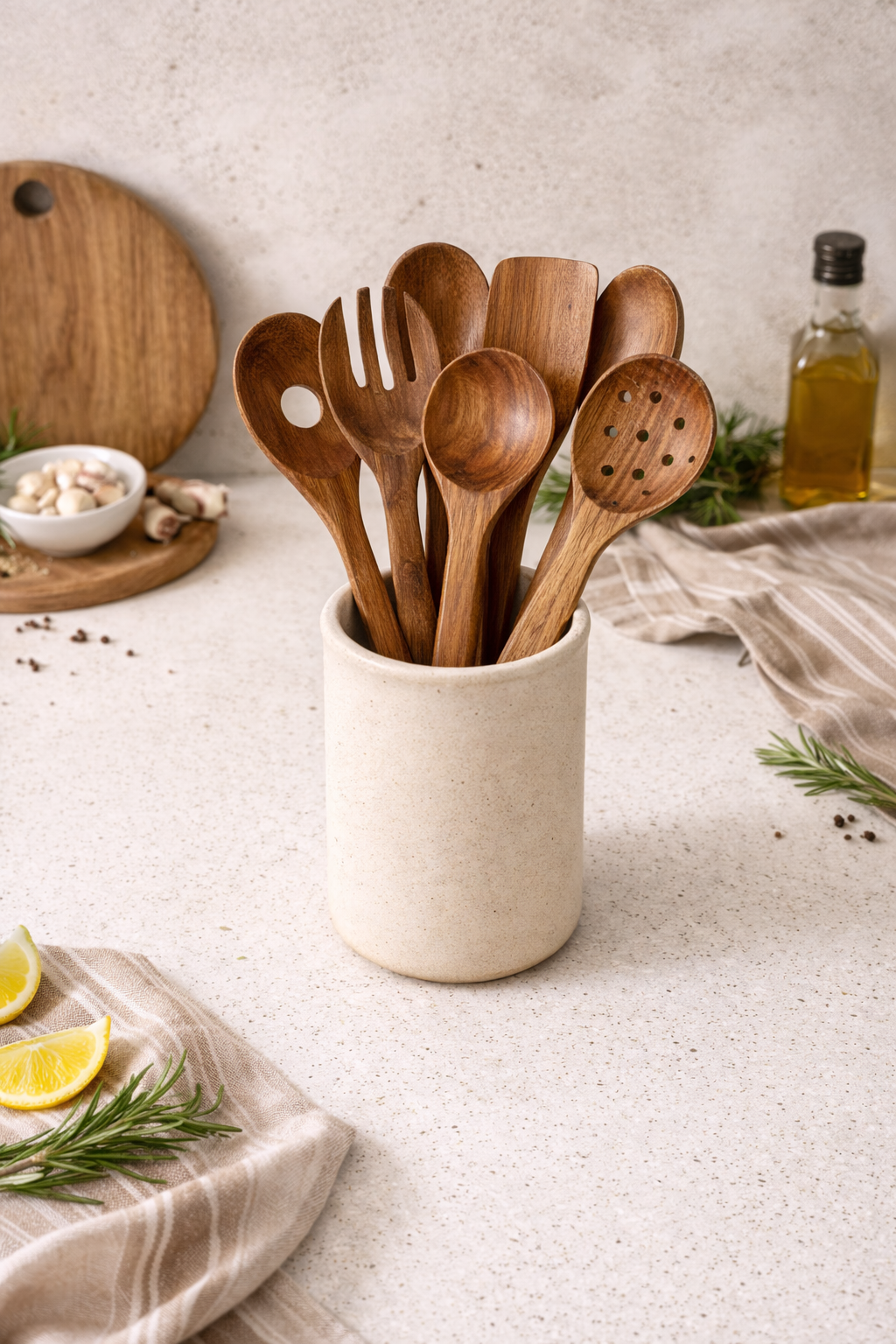 Premium 100% Walnut Handcrafted 7 Piece Serving Set