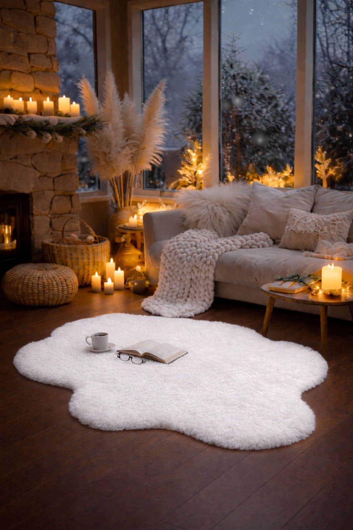Lina Fluffy Mat - White