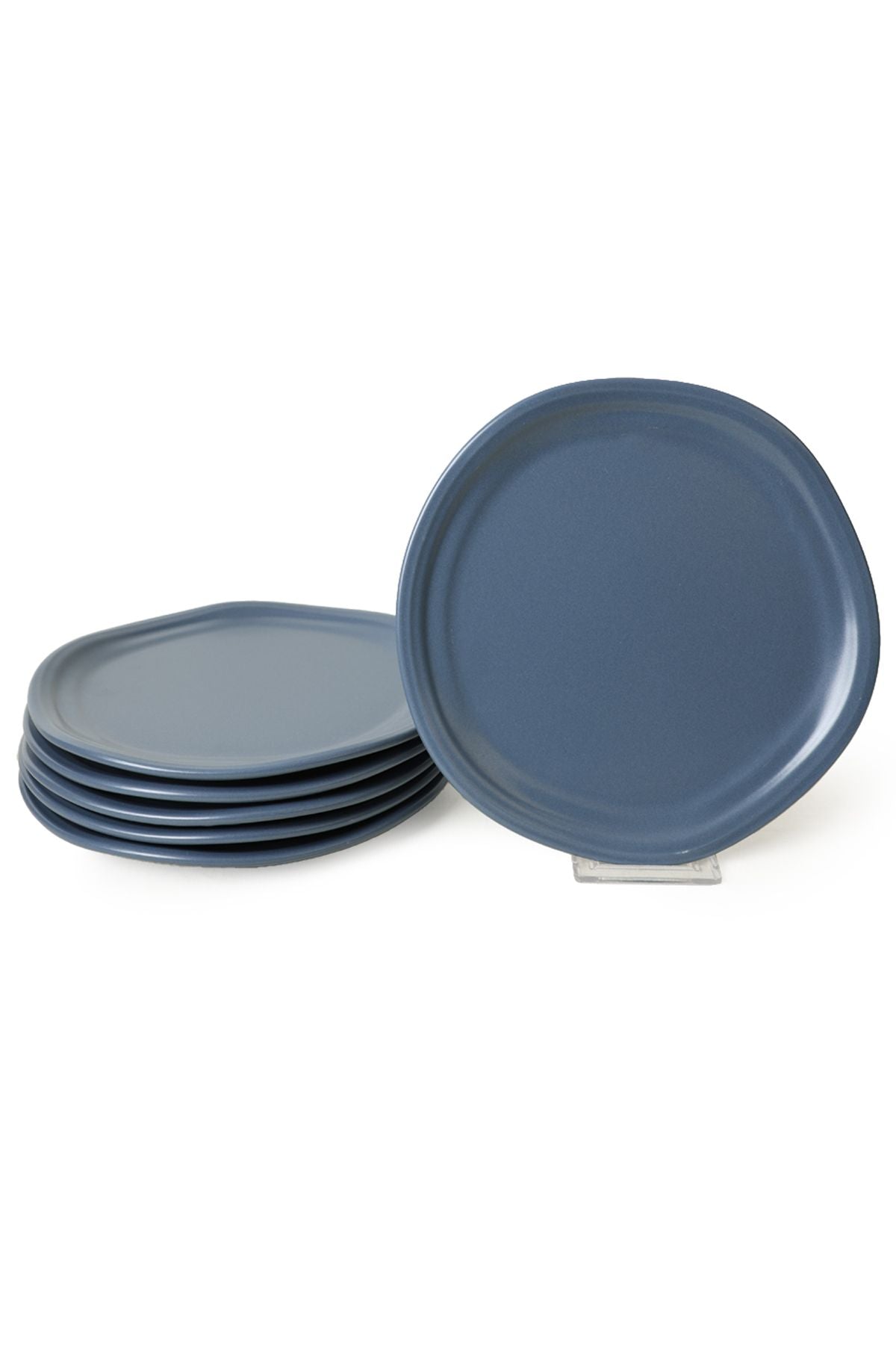 Matte Blue Bloom Cake Plate 24 Cm 6 Pieces