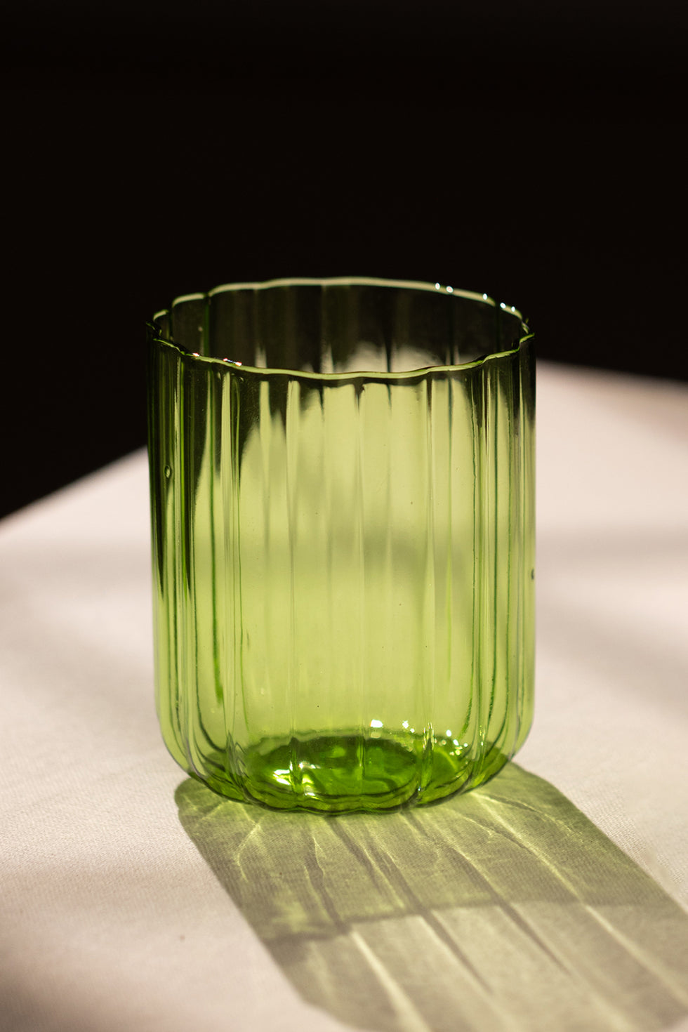 Flower Handmade Self-Colored 2-Piece Water Glass Set, Green, 450 cc