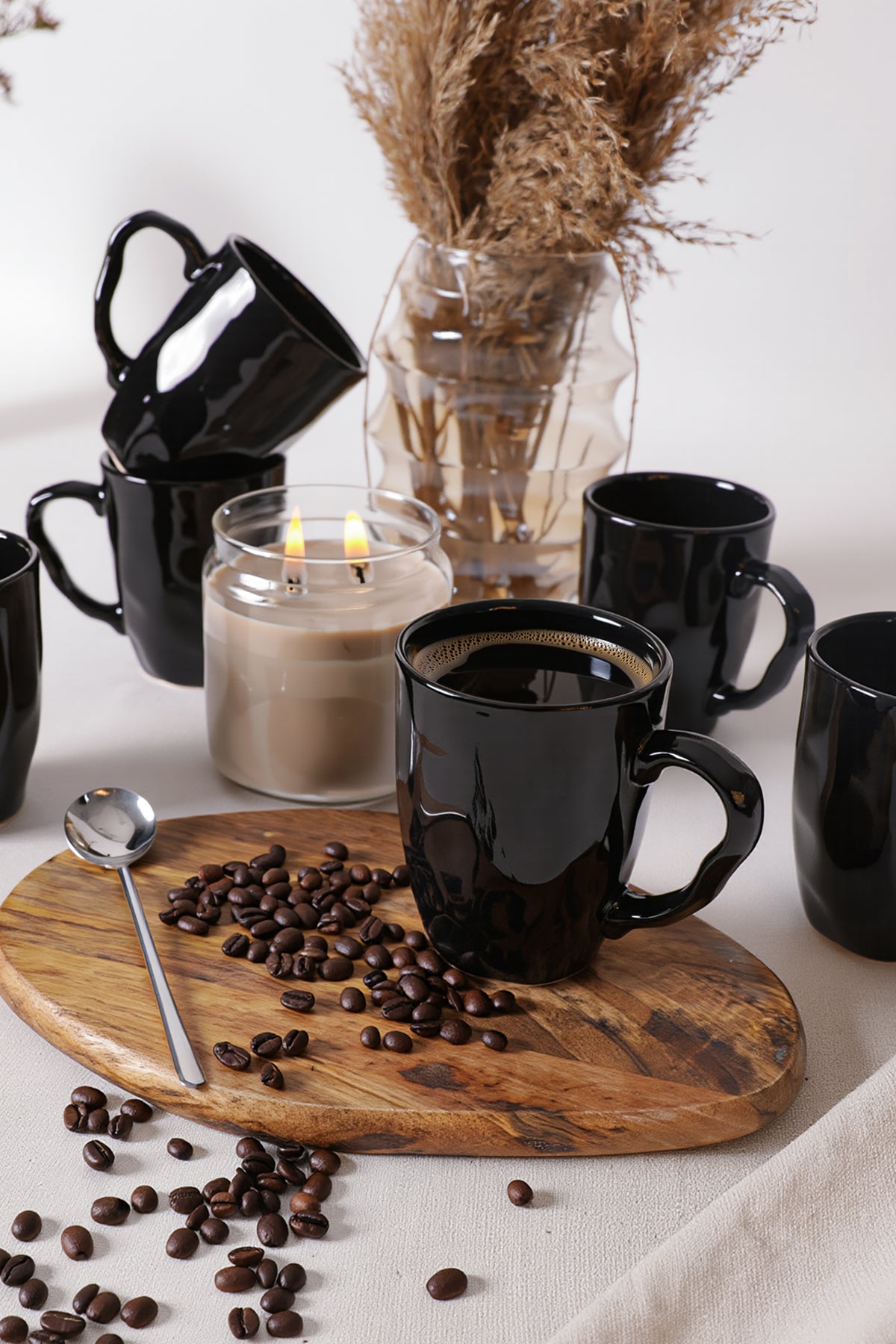 Black Organic Mug, 10 cm, 6 Pieces