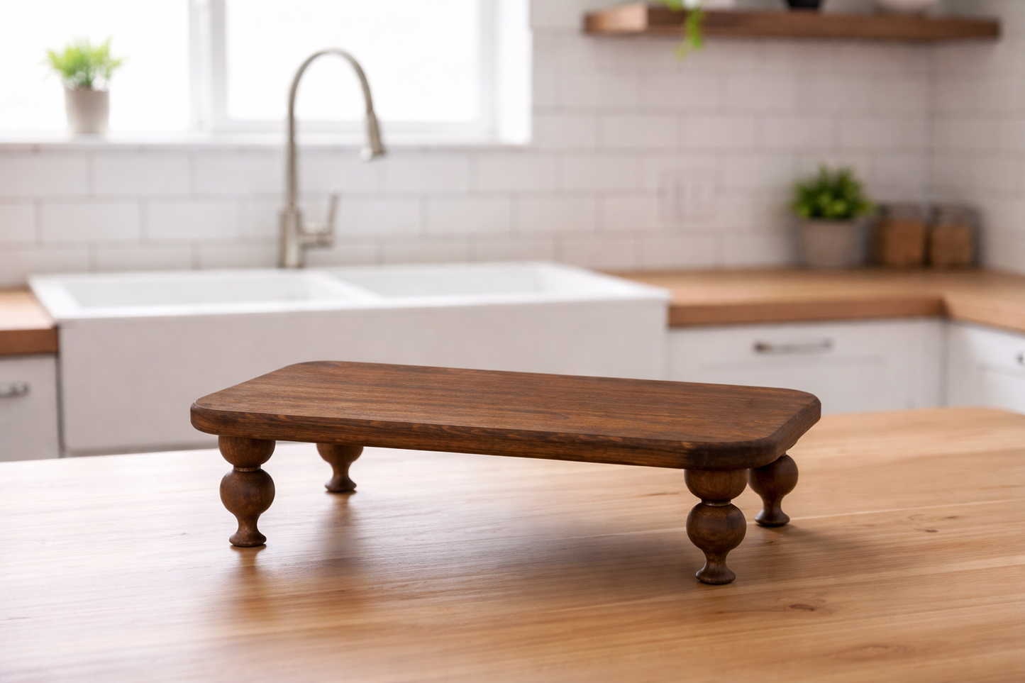 Natural Wood Stand Serving Tray