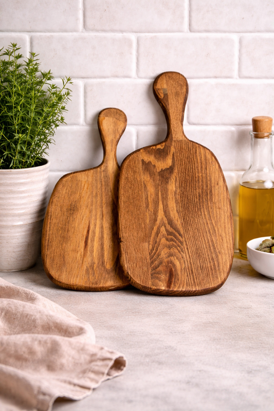 Natural Wood Cutting and Serving Board 2 Pieces