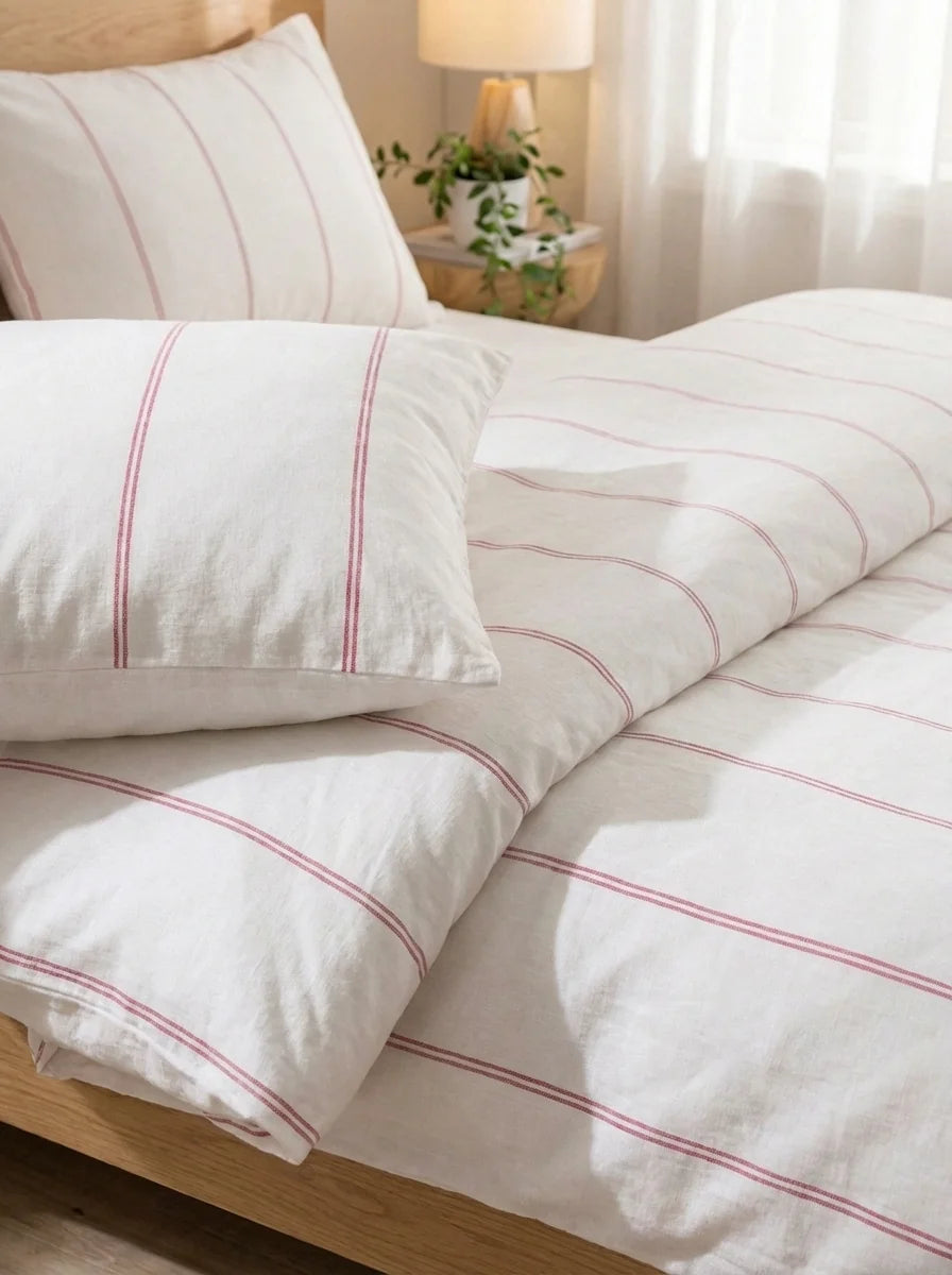 Elara Striped Duvet Cover Set – Red