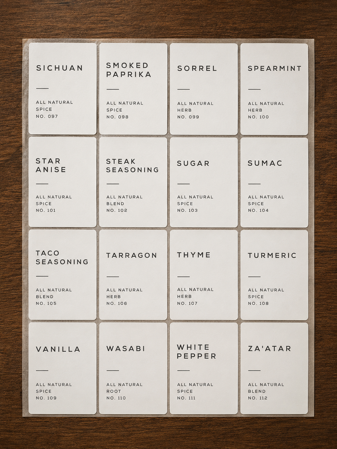 English Spice Labels 160 pcs